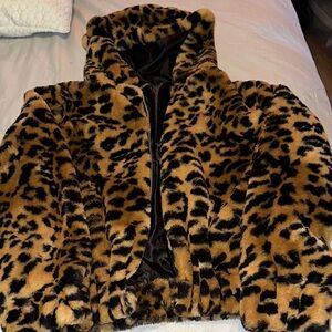 Wild Fable Leopard Print Faux Fur Jacket